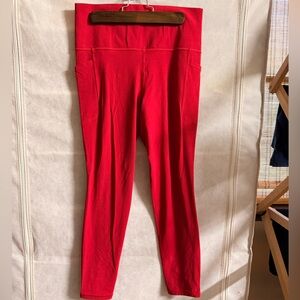 Athleta Salutation Stash Full Length Leggings Size Medium Red